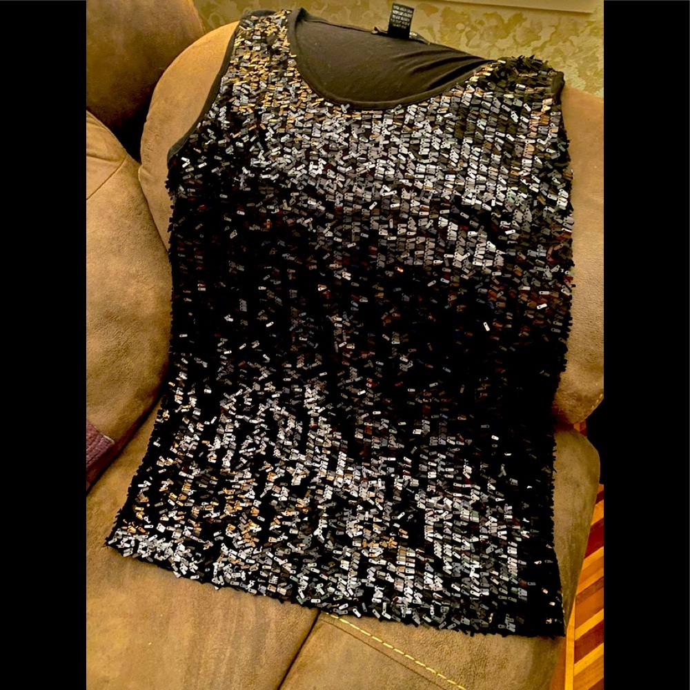 Black sequined tank top